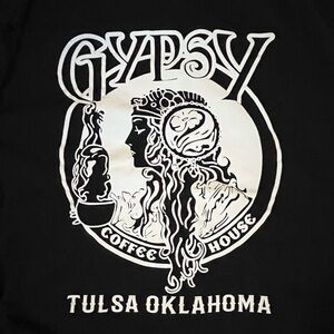 Gypsy Coffee House Tulsa OK Black Graphic Tee with White Print